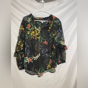 Chico's Multicolor Floral Sheer Blouse
